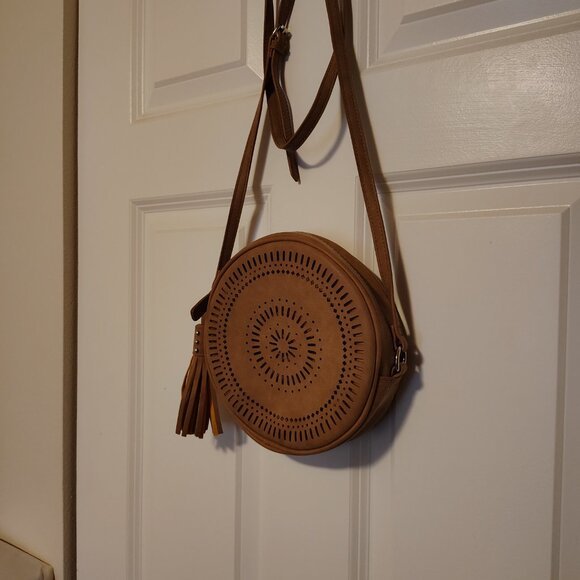 Boho Western Suede Crossbody Round Bag - Picture 6 of 9
